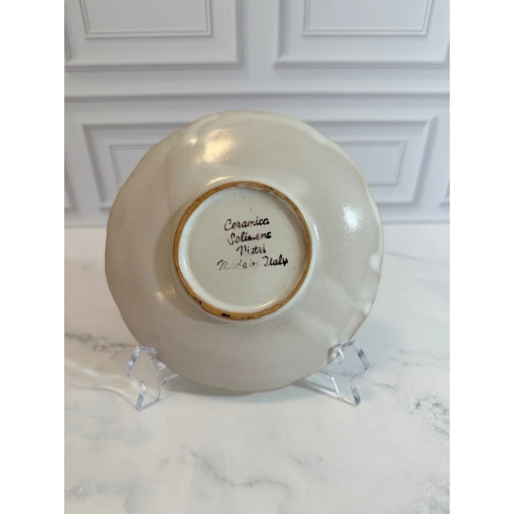 Ceramica Solimene Vietri Positano CAS Yellow Chicken Flat Coffee Cup Saucer READ